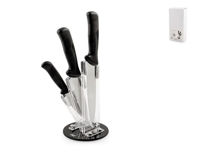 CEPPO ACRILICO TRASPARENTE 3COLTELLI INOX
