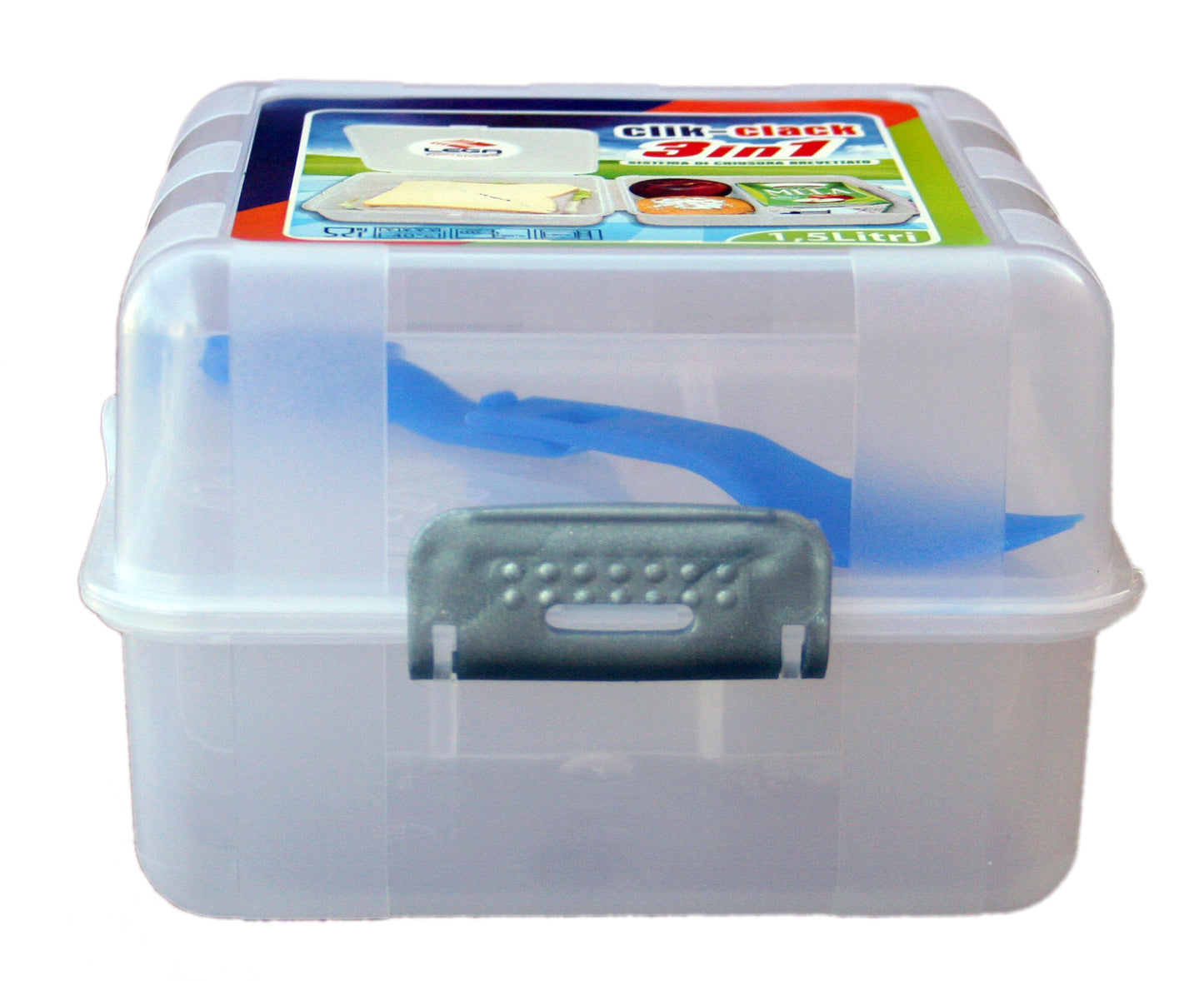 0211G/P CONTENITORE CLIK CLAK TRIPLO CON POSATINA LT.2 LEGA COLLO DA 36 PEZZI