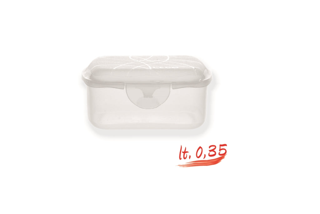 0210D CONTENITORE CLIK CLAK RETTANGOLARE LT.0,35 LEGA COLLO DA 64 PEZZI