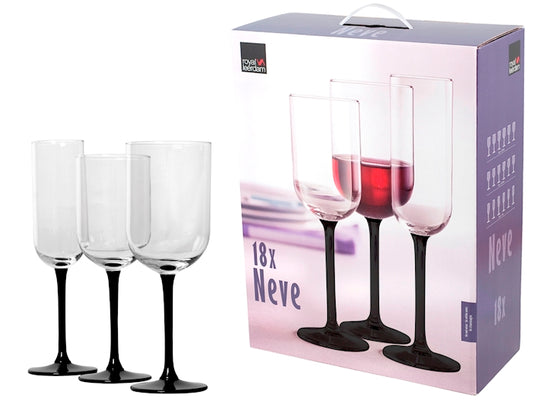 SERVIZIO 18 CALICI VETRO NEVE P/NERO