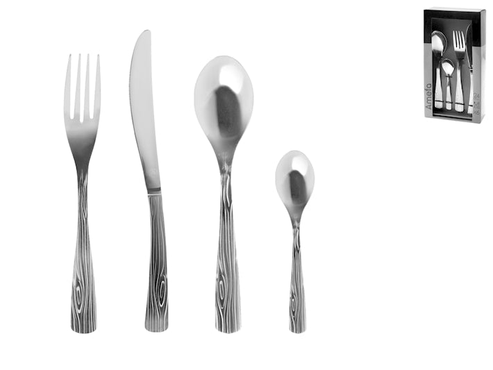 SERVIZIO POSATE 24 PEZZI ACCIAIO INOX ECORCE