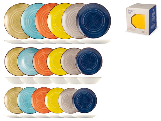 SERVIZIO TAVOLA 18 PEZZZI STONE WARECOLORI ASSORTITI COUPE CARIBE