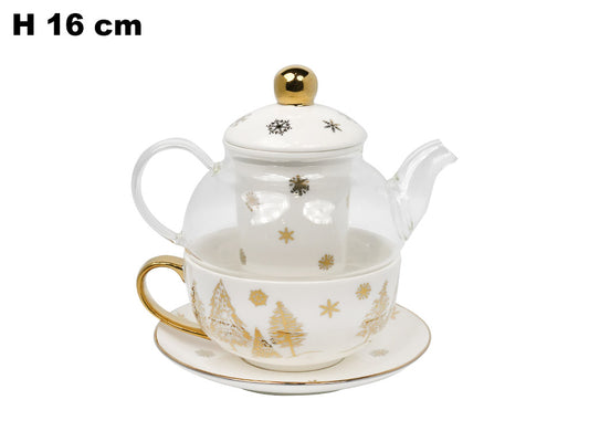 TAZZA CON TEIERA E PIATTINO DECORO NATALE