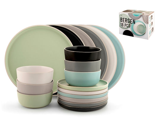 SERVIZIO TAVOLA 18PZ STONEWARE BERGEN COL/MATTO