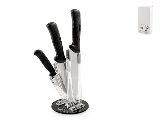 CEPPO ACRILICO TRASPARENTE 3COLTELLI INOX